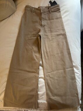 Zara Wide-Leg Flare Jeans in Khaki